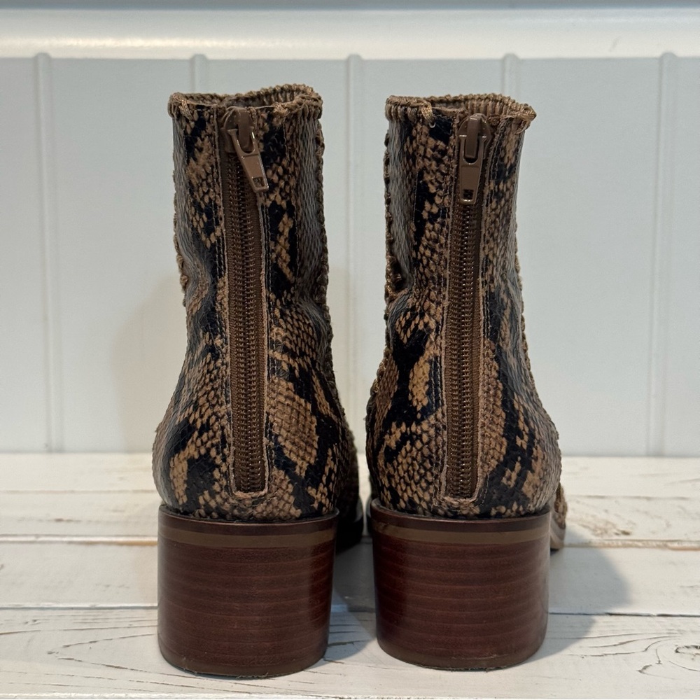 Unique and Stylish Brown Snake Print Ankle Boots - Picture 2 of 10